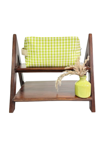 Lime Checks Vanity Pouch