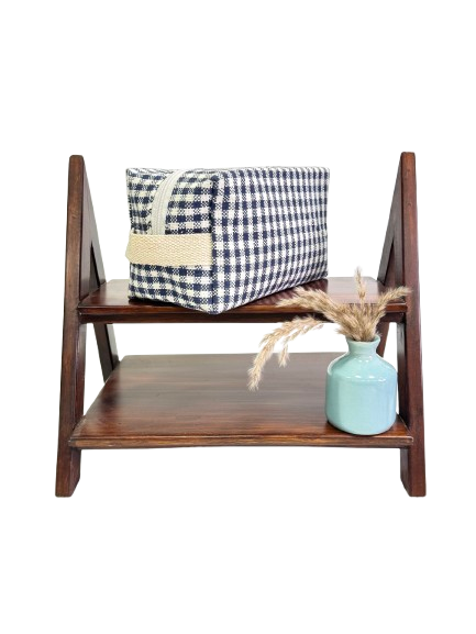 Navy Checks Vanity Pouch