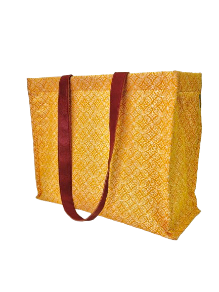 Yellow Circle Box Tote Bag