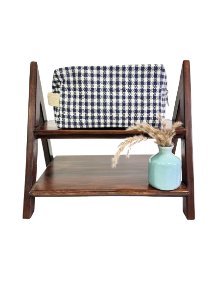 Navy Checks Vanity Pouch