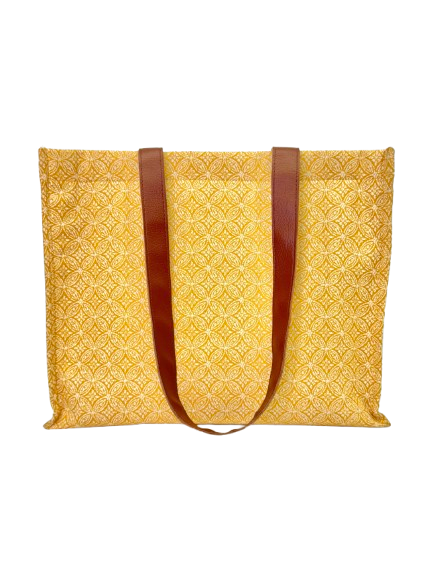 Yellow Circle Box Tote Bag