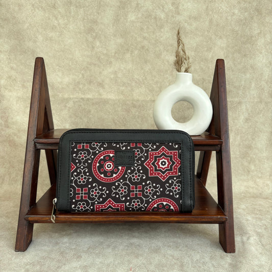 Traditional  Ajrakh Bloom Classic Clutch Wallet