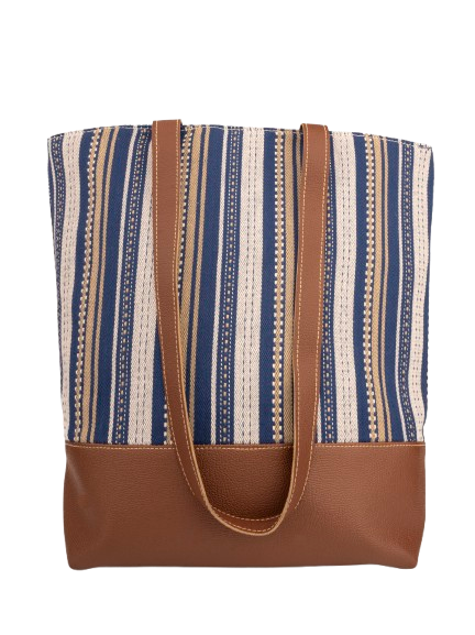 Blue Stripes Patch Tote