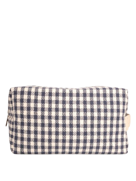Navy Checks Vanity Pouch