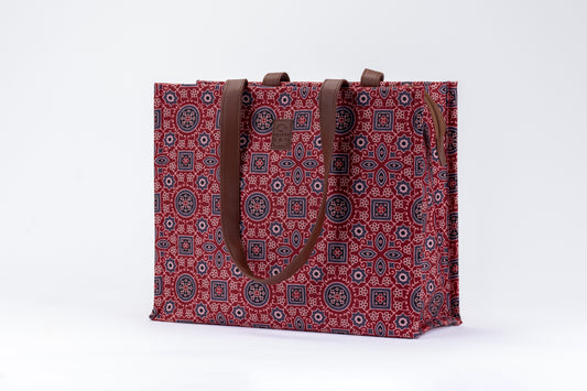 Box Tote- Royal Ajrakh